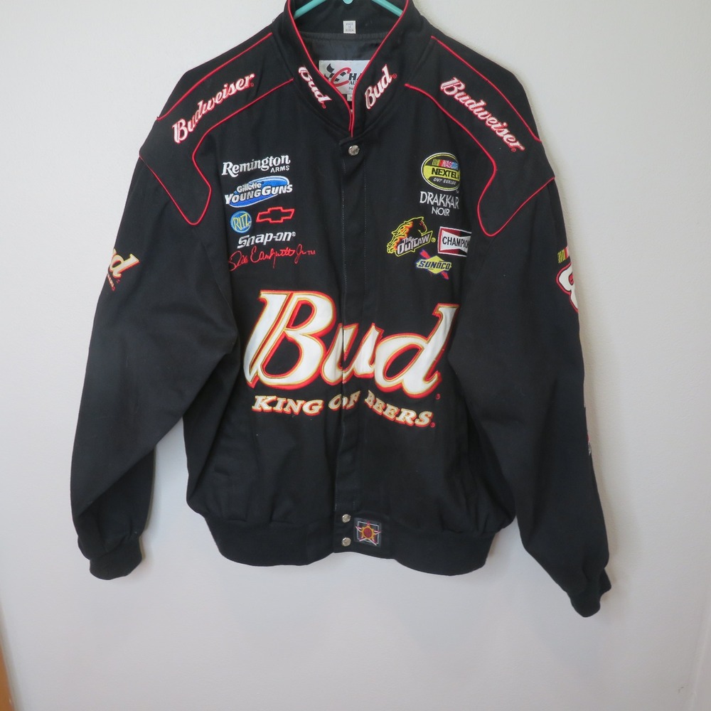 Chase Authentics Budweiser Dale Earnhardt Jr NASCAR Racing Jacket XL Black